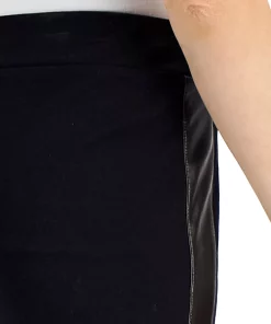 JM Collection Women's Faux-Leather-Stripe Ponté-Knit Pants, Created For Macy's -CeCe cloth-shop 21688126 fpx