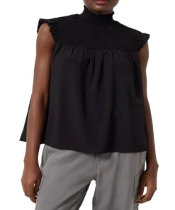 French Connection Women's Smocked Mock-Neck Top