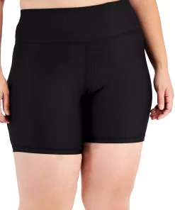 ID Ideology Plus Size Ribbed Pull-On Bicycle Shorts, Created For Macy's -CeCe cloth-shop 21723089 fpx