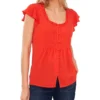 CeCe Women's Pintuck Flutter-Sleeve Blouse