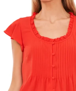 CeCe Women's Pintuck Flutter-Sleeve Blouse -CeCe cloth-shop 21730891 fpx