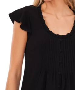 CeCe Women's Pintuck Flutter-Sleeve Blouse -CeCe cloth-shop 21730897 fpx