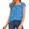 CeCe Women's Ruffled Square-Neckline Floral Top
