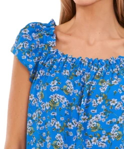 CeCe Women's Ruffled Square-Neckline Floral Top -CeCe cloth-shop 21731104 fpx