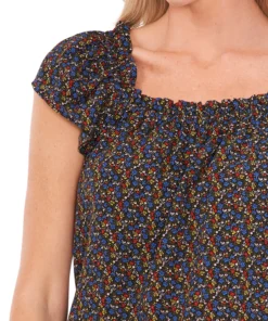 CeCe Women's Ruffled Square-Neckline Floral Blouse -CeCe cloth-shop 21731281 fpx