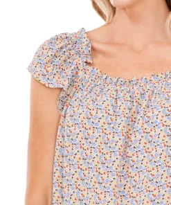 CeCe Women's Ruffled Square-Neckline Floral Blouse -CeCe cloth-shop 21731296 fpx