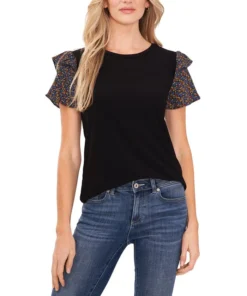 CeCe Women's Mixed-Media Top