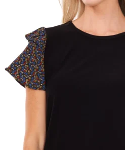 CeCe Women's Mixed-Media Top -CeCe cloth-shop 21731446 fpx