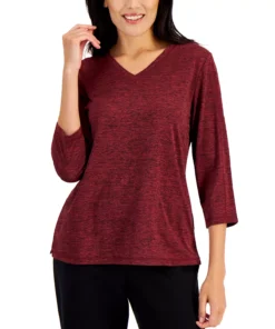 Karen Scott Women's 3/4-Sleeve Top, Created For Macy's -CeCe cloth-shop 21769471 fpx