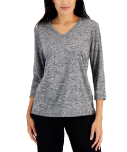 Karen Scott Women's 3/4-Sleeve Top, Created For Macy's -CeCe cloth-shop 21769474 fpx