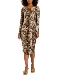 INC International Concepts Women's Leopard-Print Mesh Dress, Created For Macy's