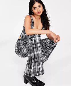 Bar III Women’s Plaid-Print Flare-Leg Pants, Created For Macy’s -CeCe cloth-shop 21817214 fpx