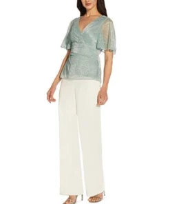 Adrianna Papell Women's Metallic Printed Flutter-Sleeve Top -CeCe cloth-shop 21825846 fpx