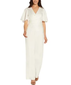 Adrianna Papell Women's Flutter-Sleeve Wide-Leg Jumpsuit