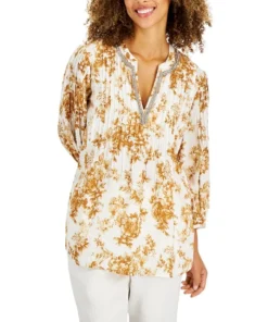 Charter Club Women's Floral-Print Linen Tunic, Created For Macy's