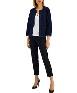 Kasper Women's Open-Front Denim Blazer 7 Kasper Women's Open-Front Denim Blazer -CeCe cloth-shop 21855089 fpx