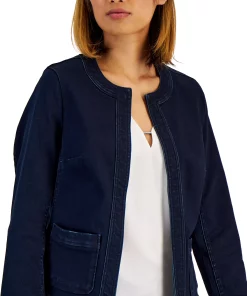Kasper Women's Open-Front Denim Blazer 8 Kasper Women's Open-Front Denim Blazer -CeCe cloth-shop 21855090 fpx