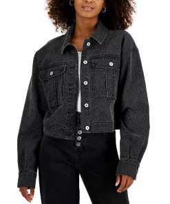 INC International Concepts Women's Printed Denim Tucker Jacket, Created For Macy's -CeCe cloth-shop 21861677 fpx