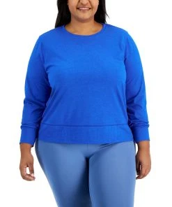 ID Ideology Plus Size Retro Recycled Long-Sleeve Top, Created For Macy's