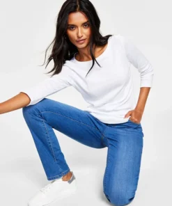 Charter Club Women's Pima Cotton Boat-Neck Top, Created For Macy's