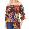 Vince Camuto Women's Printed Off-The-Shoulder Bubble-Sleeve Challis Blouse