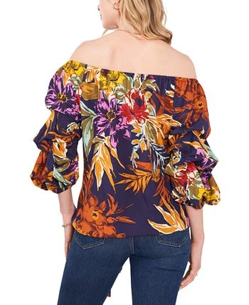 Vince Camuto Women's Printed Off-The-Shoulder Bubble-Sleeve Challis Blouse 2 Vince Camuto Women's Printed Off-The-Shoulder Bubble-Sleeve Challis Blouse - Image 2