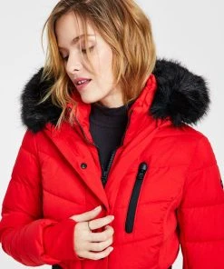Michael Kors Women's Faux-Fur-Trim Hooded Puffer Coat, Created For Macy's -CeCe cloth-shop 21912182 fpx
