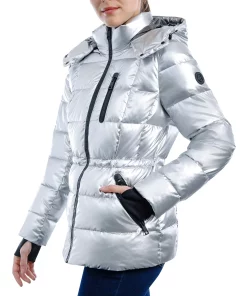 Michael Kors Women's Hooded Metallic Puffer Coat 7 Michael Kors Women's Hooded Metallic Puffer Coat -CeCe cloth-shop 21912231 fpx