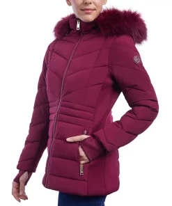 Michael Kors Women's Faux-Fur-Trim Hooded Puffer Coat, Created For Macy's -CeCe cloth-shop 21912321 fpx