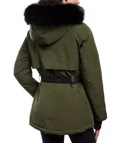 Michael Kors Women's Belted Hooded Faux-Fur-Trim Puffer Coat -CeCe cloth-shop 21912426 fpx