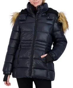 Steve Madden Juniors' Faux-Fur-Trim Hooded Shine Puffer Coat, Created For Macy's 11 Steve Madden Juniors' Faux-Fur-Trim Hooded Shine Puffer Coat, Created For Macy's -CeCe cloth-shop 21915560 fpx
