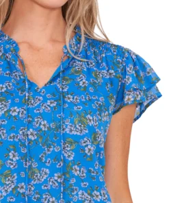 CeCe Women's Flutter Sleeve Floral Print Blouse -CeCe cloth-shop 21922049 fpx