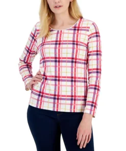 Karen Scott Women's Plaid Top, Created For Macy's