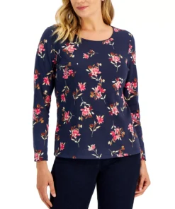Karen Scott Women's Kristin Floral-Print Top, Created For Macy's
