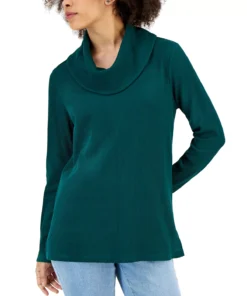 Karen Scott Women's Mini Waffle Cowlneck Top, Created For Macy's -CeCe cloth-shop 21951938 fpx