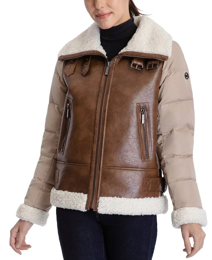 Michael Kors Women's Faux-Shearling Down Puffer Coat 1 Michael Kors Women's Faux-Shearling Down Puffer Coat
