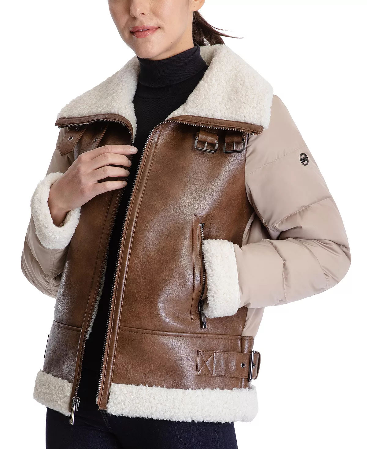 Michael Kors Women's Faux-Shearling Down Puffer Coat 3 Michael Kors Women's Faux-Shearling Down Puffer Coat - Image 3