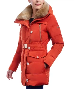 Michael Kors Women's Faux-Fur-Collar Hooded Down Puffer Coat, Created For Macy's -CeCe cloth-shop 21959576 fpx