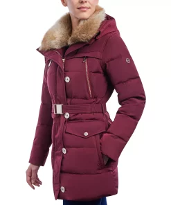 Michael Kors Women's Faux-Fur-Collar Hooded Down Puffer Coat, Created For Macy's -CeCe cloth-shop 21959581 fpx
