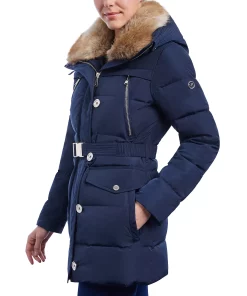 Michael Kors Women's Faux-Fur-Collar Hooded Down Puffer Coat, Created For Macy's -CeCe cloth-shop 21959591 fpx