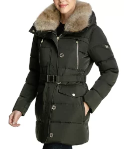 Michael Kors Women's Faux-Fur-Collar Hooded Down Puffer Coat, Created For Macy's -CeCe cloth-shop 21959602 fpx
