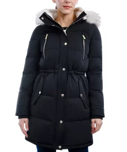 Michael Kors Women's Fleece-Collar Faux-Fur-Trim Hooded Puffer Coat -CeCe cloth-shop 21960080 fpx