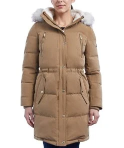 Michael Kors Women's Fleece-Collar Faux-Fur-Trim Hooded Puffer Coat