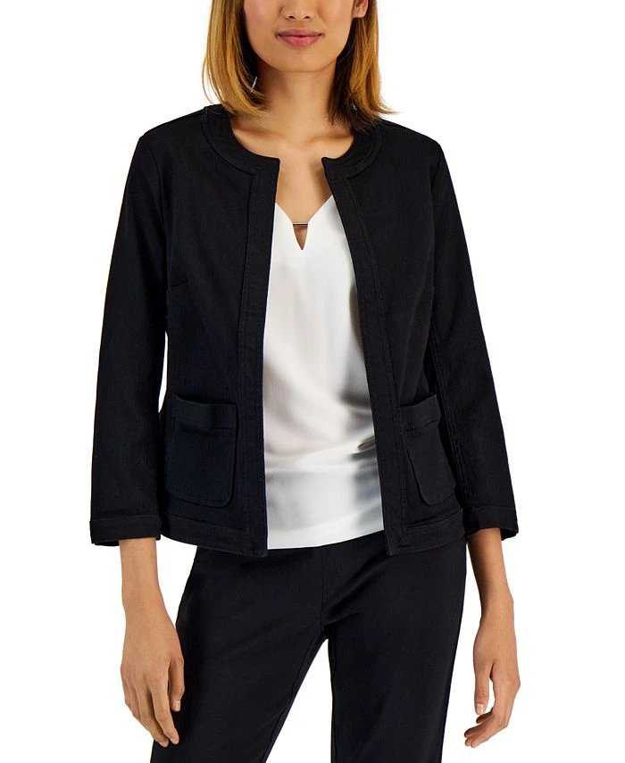 Kasper Women's Open-Front Denim Blazer 1 Kasper Women's Open-Front Denim Blazer