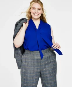 Kasper Plus Size Bow Top