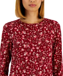 Style & Co Women's Printed Long-Sleeved T-Shirt, Created For Macy's 10 Style & Co Women's Printed Long-Sleeved T-Shirt, Created For Macy's -CeCe cloth-shop 21999426 fpx