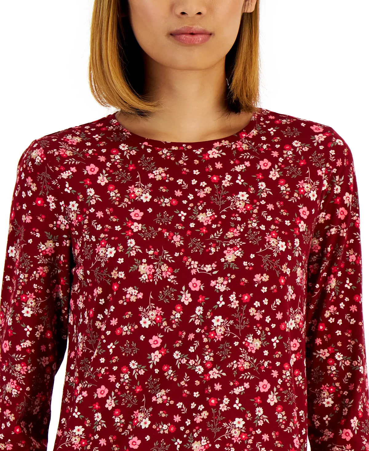 Style & Co Women's Printed Long-Sleeved T-Shirt, Created For Macy's 5 Style & Co Women's Printed Long-Sleeved T-Shirt, Created For Macy's - Image 5