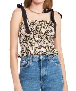 En Saison Women's Kinsley Printed Tie-Shoulder Top