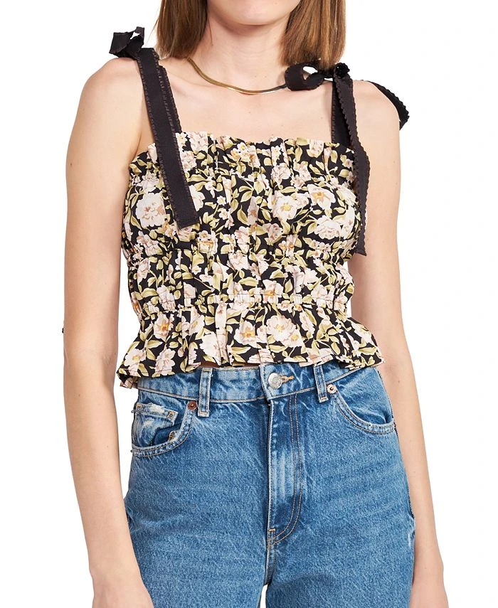 En Saison Women's Kinsley Printed Tie-Shoulder Top 1 En Saison Women's Kinsley Printed Tie-Shoulder Top