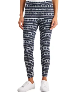 Style & Co Women's Fair-Isle-Print Fleece Leggings, Created For Macy's